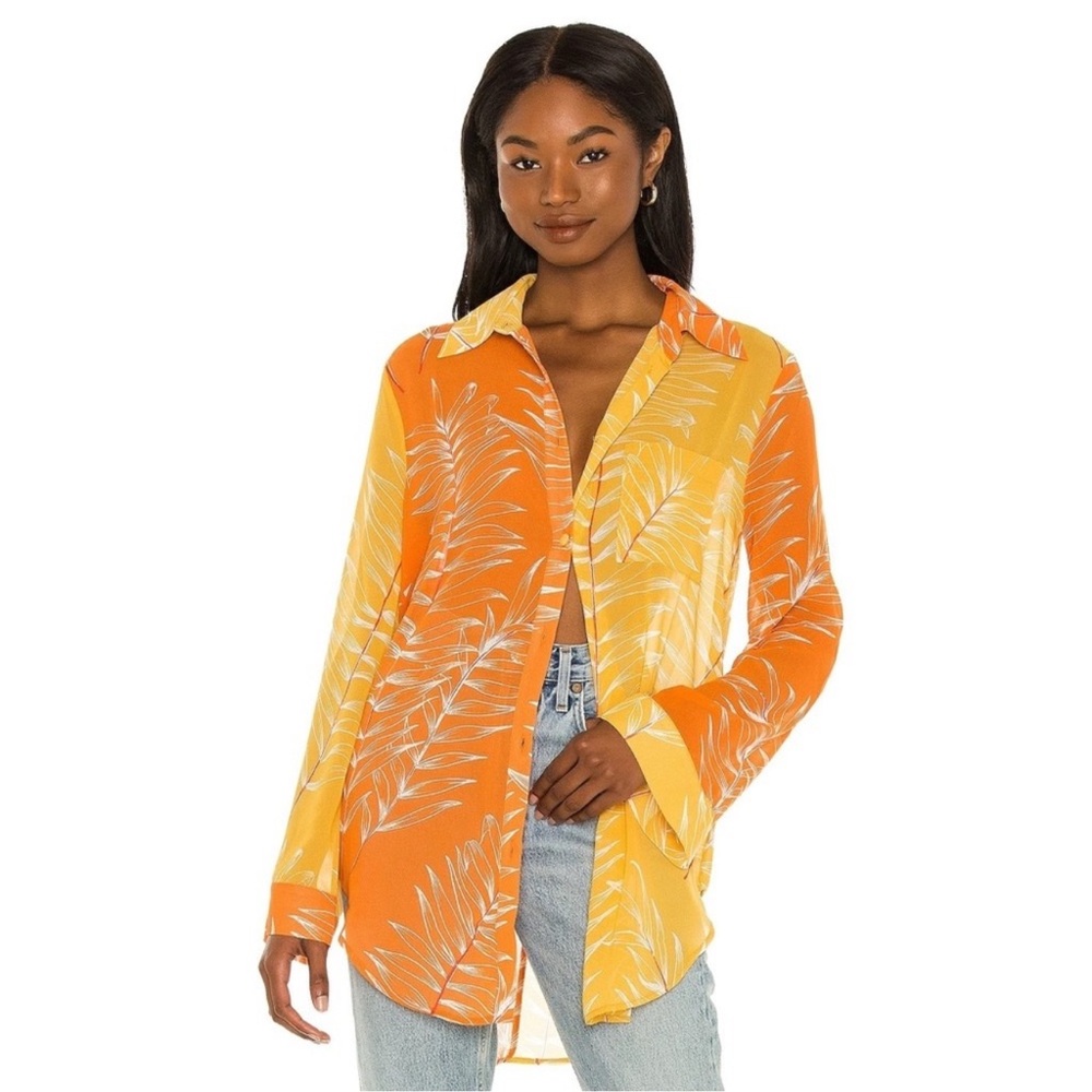 Camila Coelho Brynn Shirt Dress in Yellow & Orange